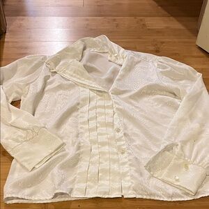 Elegant White Blouse with Pleated Front